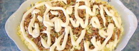 салат мимоза классический с консервой. Шаг 16