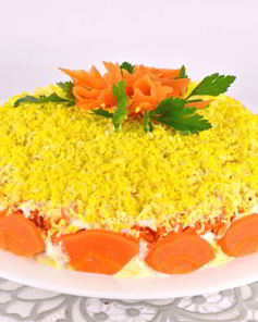 Салат Мимоза с картофелем и твердым сыром