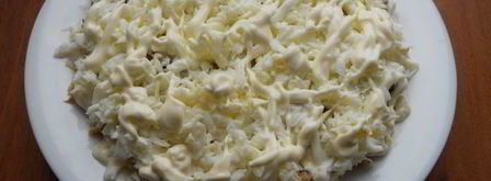 салат мимоза с картофелем и твердым сыром. Шаг 6