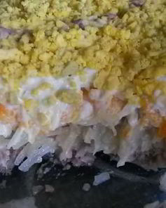 Салат Мимоза с картошкой и рыбными консервами