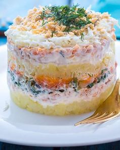 Салат Мимоза с консервированной рыбой