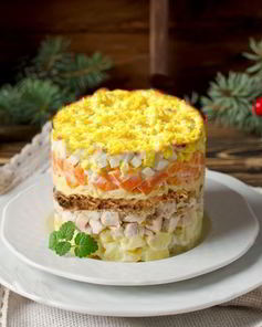 Салат мимоза с курицей