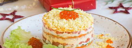 салат мимоза с семгой. Шаг 8