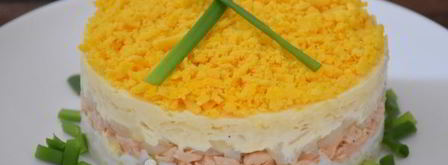 салат мимоза с сыром. Шаг 11