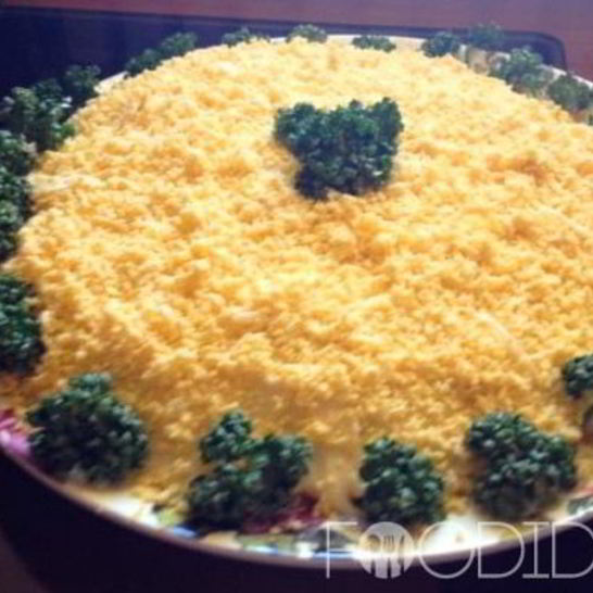 Рецепт салата мимоза с яблоком