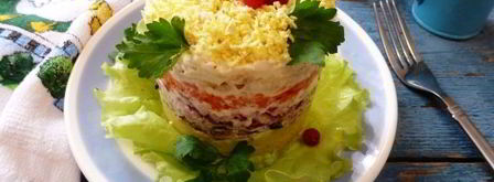 салат мимоза со шпротами. Шаг 16