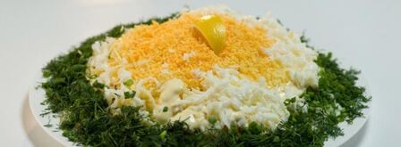 салат мимоза в новом стиле. Шаг 9