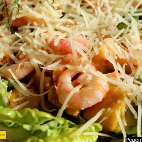 Рецепт салата цезарь с креветками без майонеза