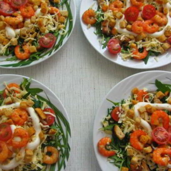 Рецепт цезаря с тигровыми креветками