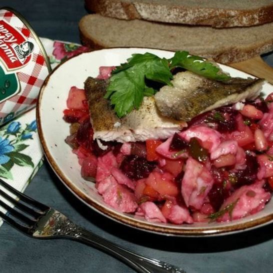 Рецепт старорусского винегрета с судаком