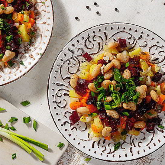 Рецепт винегрета с фасолью и яблоками