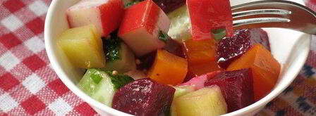 винегрет с крабовыми палочками. Шаг 12