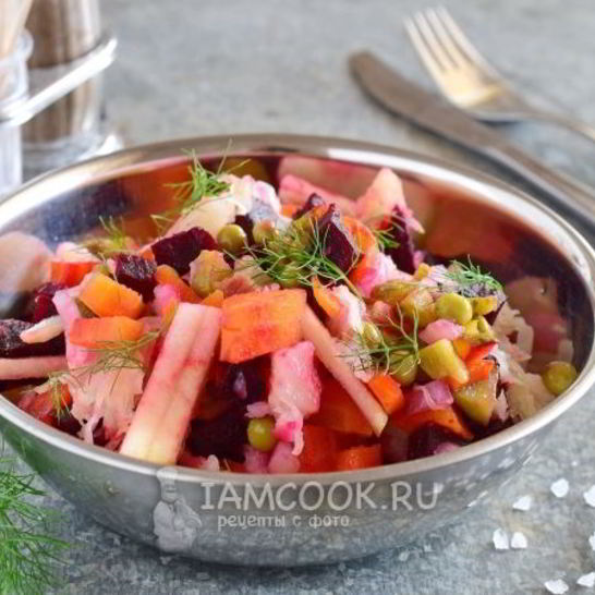 Рецепт винегрета с квашеной капустой и горошком