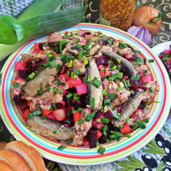 Рецепт винегрета со шпротами