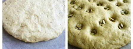 фокачча с соусом песто и тыквенными семечками. Шаг 6