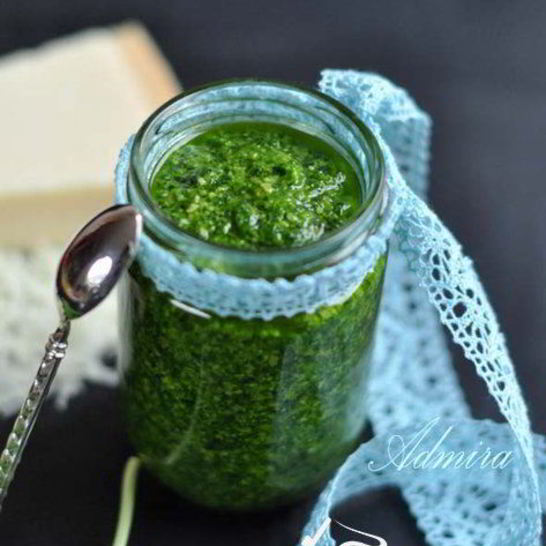 Рецепт песто из черемши с миндалем