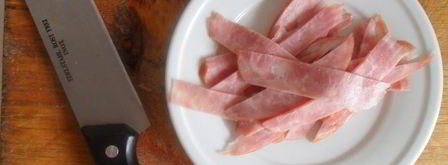 спагетти с ветчиной, моцареллой под соусом песто. Шаг 5