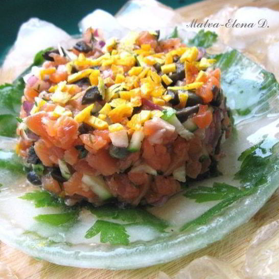 Рецепт тартара из форели в ледяном хрустале