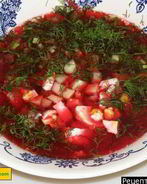 Борщ холодный с ботвой