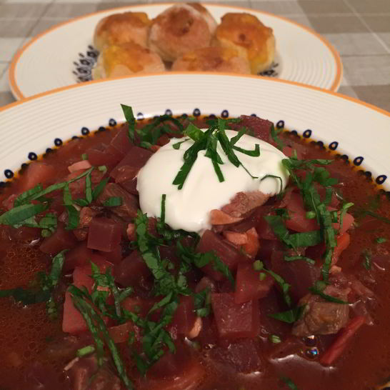 Рецепт борща с курицей, говядиной и языком по-домашнему