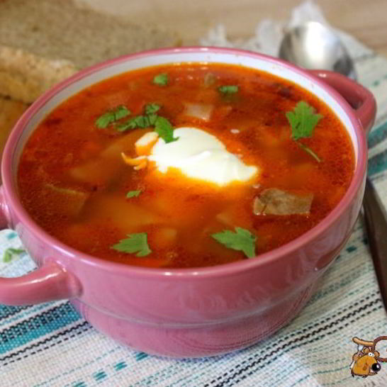 Рецепт борща с телячьим языком