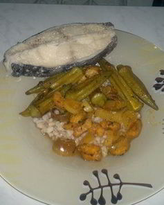 Перловка с бамией и бананом