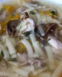 Суп из белых грибов на курином бульоне