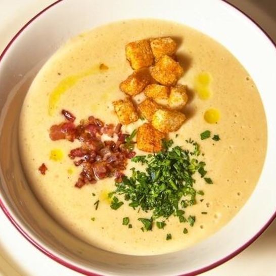 Рецепт горохового крема суп с беконом