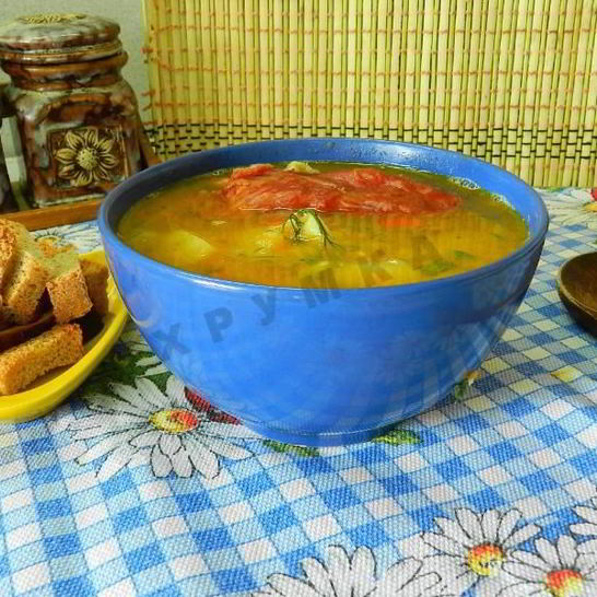 Рецепт горохового супа с копчеными ребрышками в мультиварке