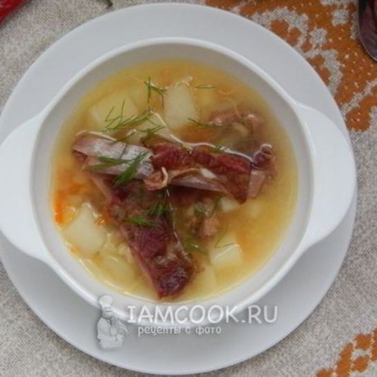 Рецепт горохового супа с копчеными свиными ребрами