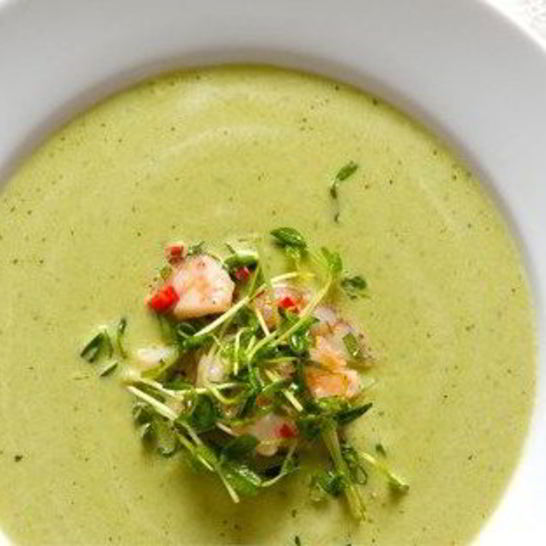 Рецепт холодного горохового супа с креветками
