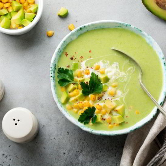 Рецепт холодного крема-супа из авокадо с кукурузой
