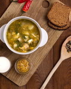 Холодный щавелевый суп с картофелем