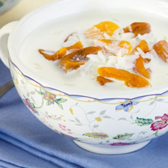 Рецепт холодного сливочного супа с рисом и курагой