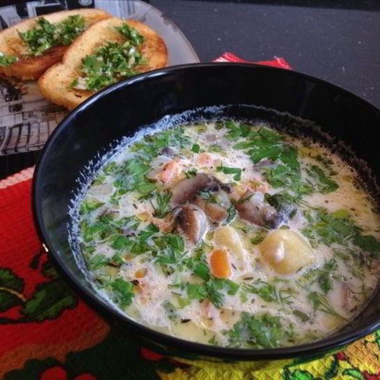 Рецепт молочного супа с грибами