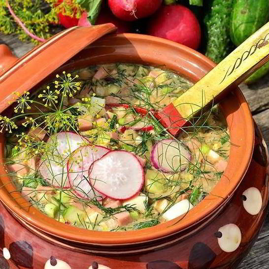 Рецепт окрошки классической с колбасой на квасе