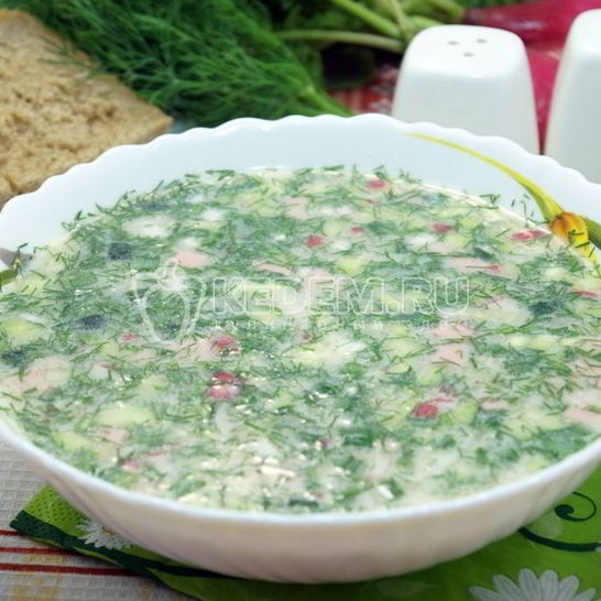 Рецепт окрошки классической с колбасой