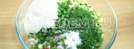 окрошка классическая с колбасой. Шаг 7