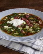 Окрошка мясная на квасе