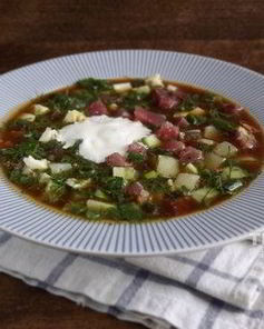 Окрошка мясная на квасе