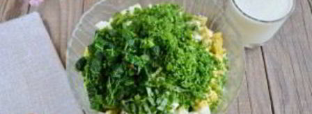 окрошка на кефире с крапивой и мятой. Шаг 8