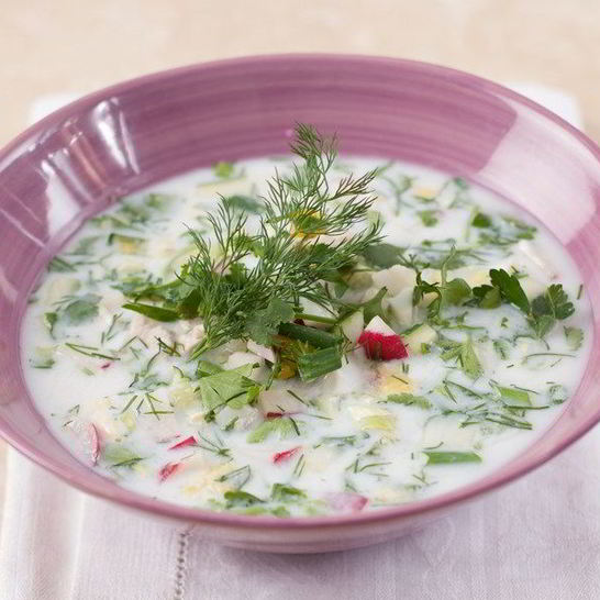 Рецепт окрошки на кефире с курицей