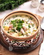 Окрошка на курином бульоне