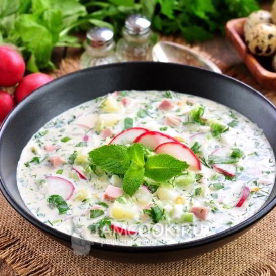 Рецепт окрошки на минералке с майонезом