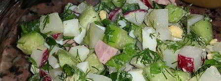 окрошка на турецком айране и минералке с горчицей. Шаг 3