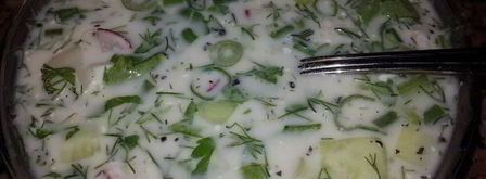 окрошка на турецком айране и минералке с горчицей. Шаг 4