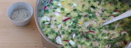 окрошка с колбасой на сыворотке. Шаг 20