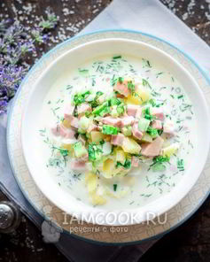 Окрошка с колбасой на воде