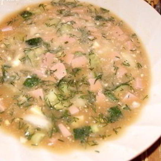 Рецепт окрошки с вареной колбасой на квасе