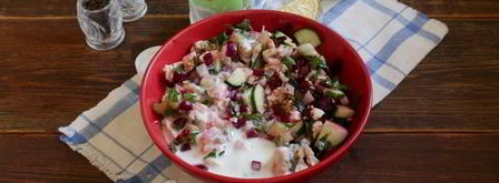 окрошка со свеклой на кефире. Шаг 9